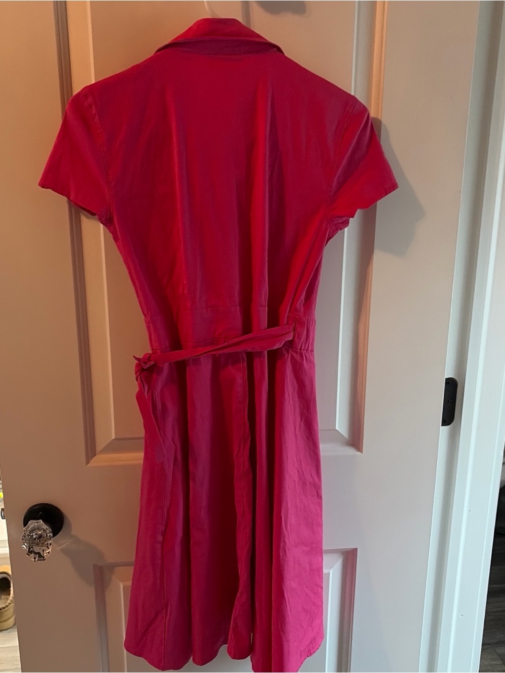New York & Company Hot Pink Short-Sleeve Wrap Dress